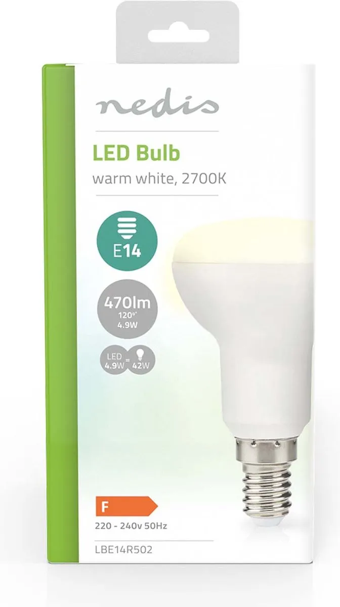Nedis LED-Lamp E14 R50 4.9W 470lm Warm Wit - Helder