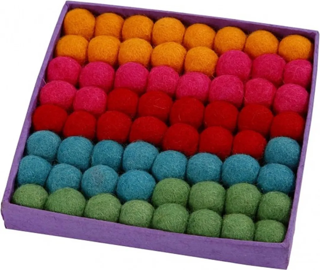 Creativ Company Wol Kralen 20mm Multicolor - 64 Stuks