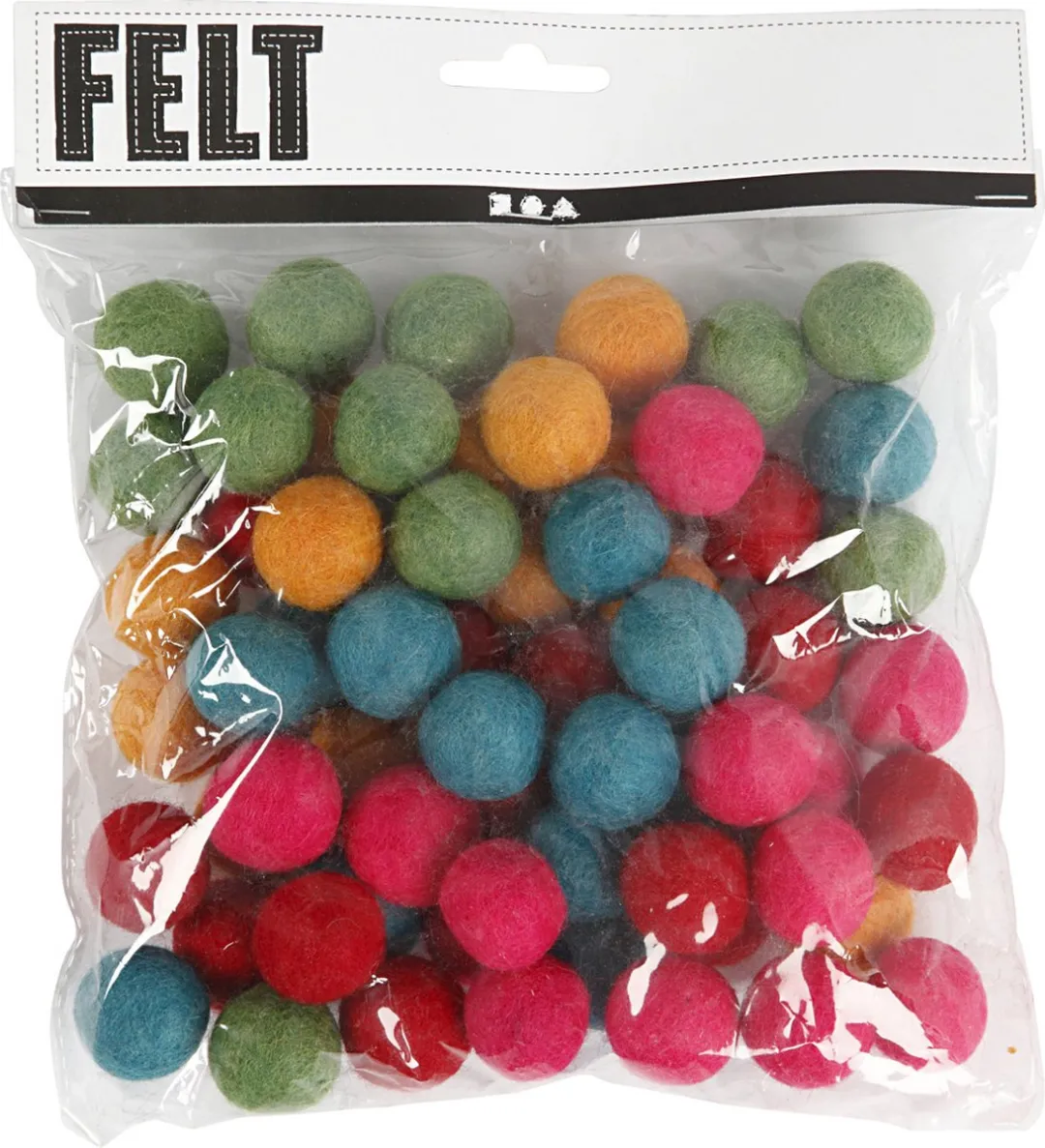 Creativ Company Wol Kralen 20mm Multicolor - 64 Stuks
