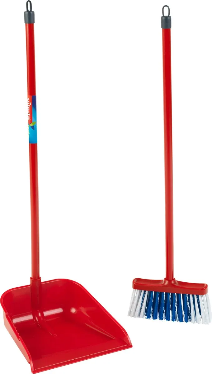 Klein Toys Vileda Langsteelstoffer & Bezembundel - 111,5cm - Rood/Blauw