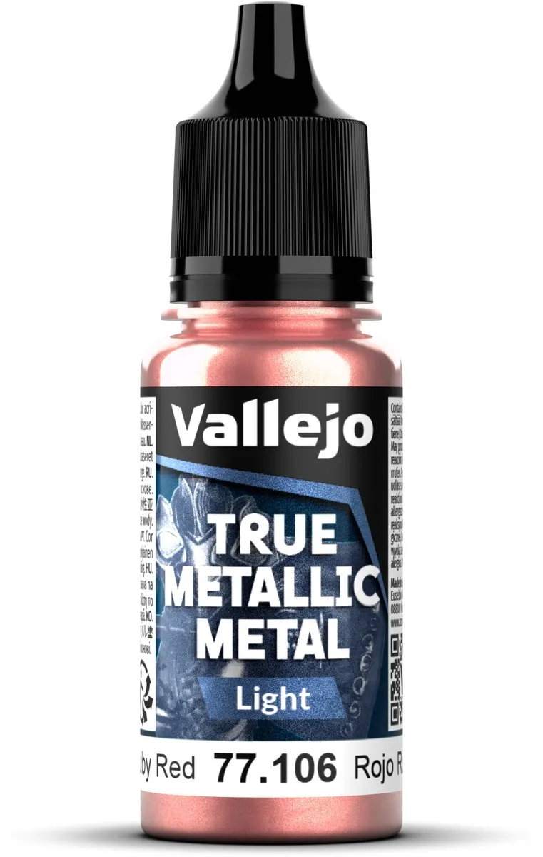 Vallejo Hobbyverf True Metallic Metal Light Robijn Rood 18ml