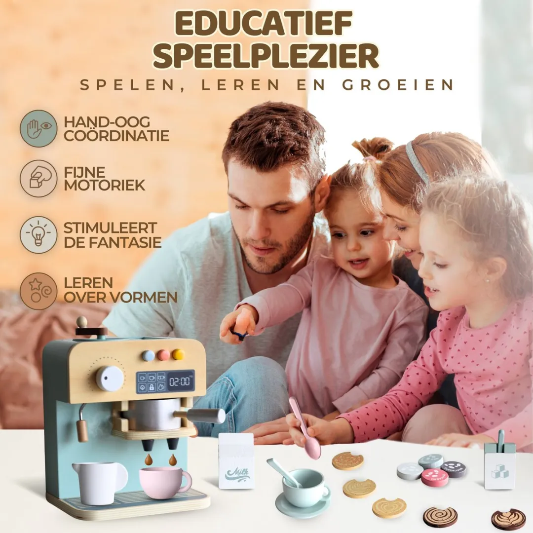 LiasToys Houten Koffiezetapparaat Speelgoed - 3+ - Multicolor