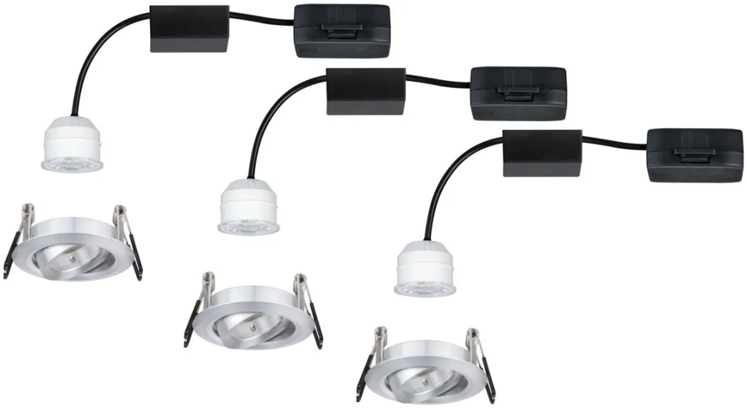 Paulmann LED-inbouwlamp Easy Dim Nova Mini Plus Coin Basisset 3x4,2W - 300lm - 2700K - Alu