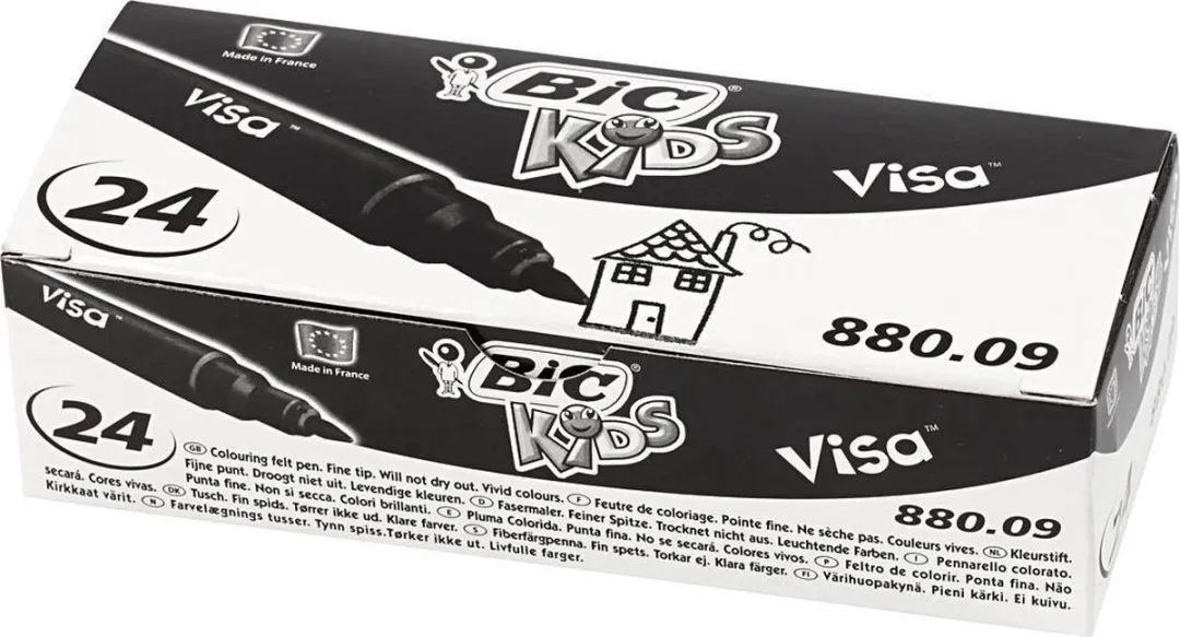 Creativ Company BIC Kids Visa Pen - Zwart - 24 Stuks