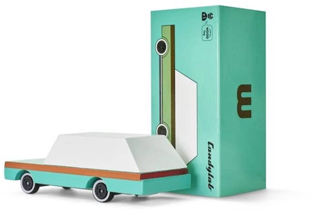 Candylab Candycar WAGON F240 - Teal - Houten Diecast Auto - 3+