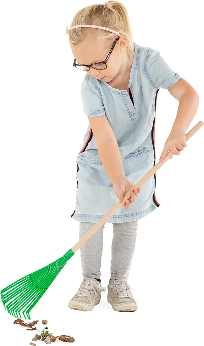 Kindertuingereedschapset met kruiwagen van metaal - groen (5 dlg.)