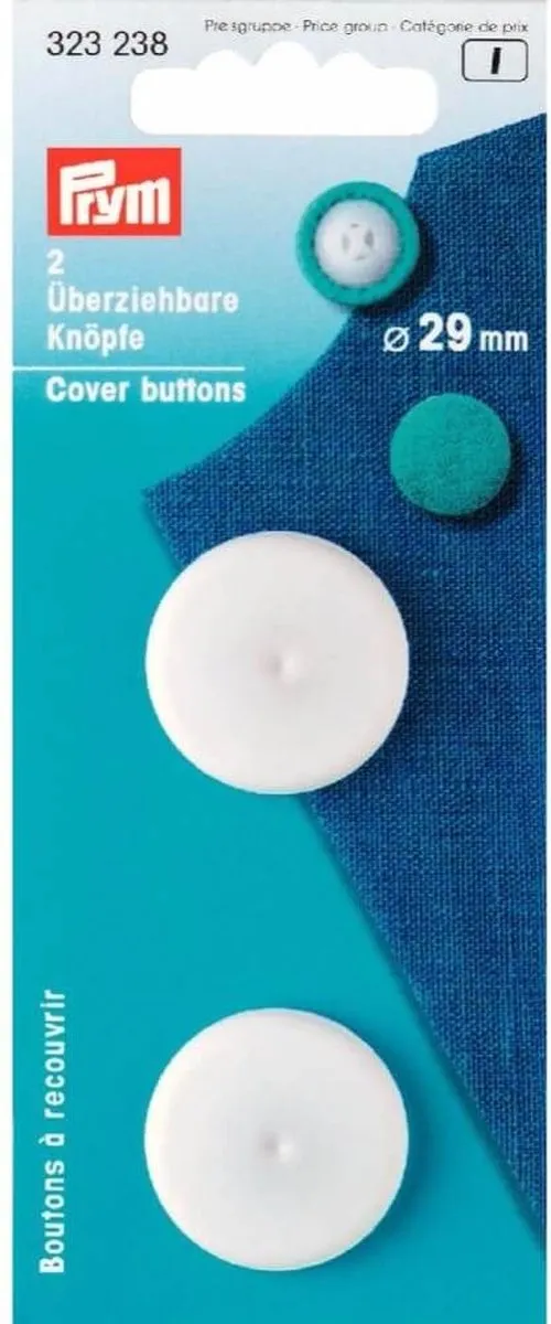 Prym Stofknopen Kunststof 29mm - Wit - 2 Stuks
