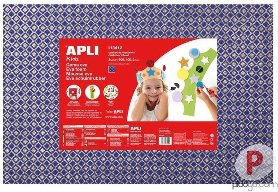 Apli Kids EVA Foam Vellen 60x40cm - Glitter Zilver - 3 Stuks - afbeelding 2 van 2