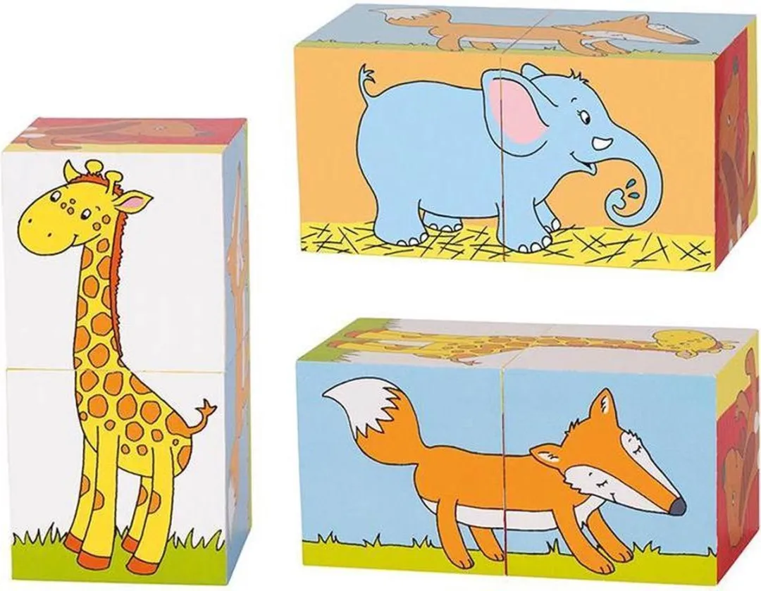 Goki Cube Puzzle Animals 2-delig - Multicolor