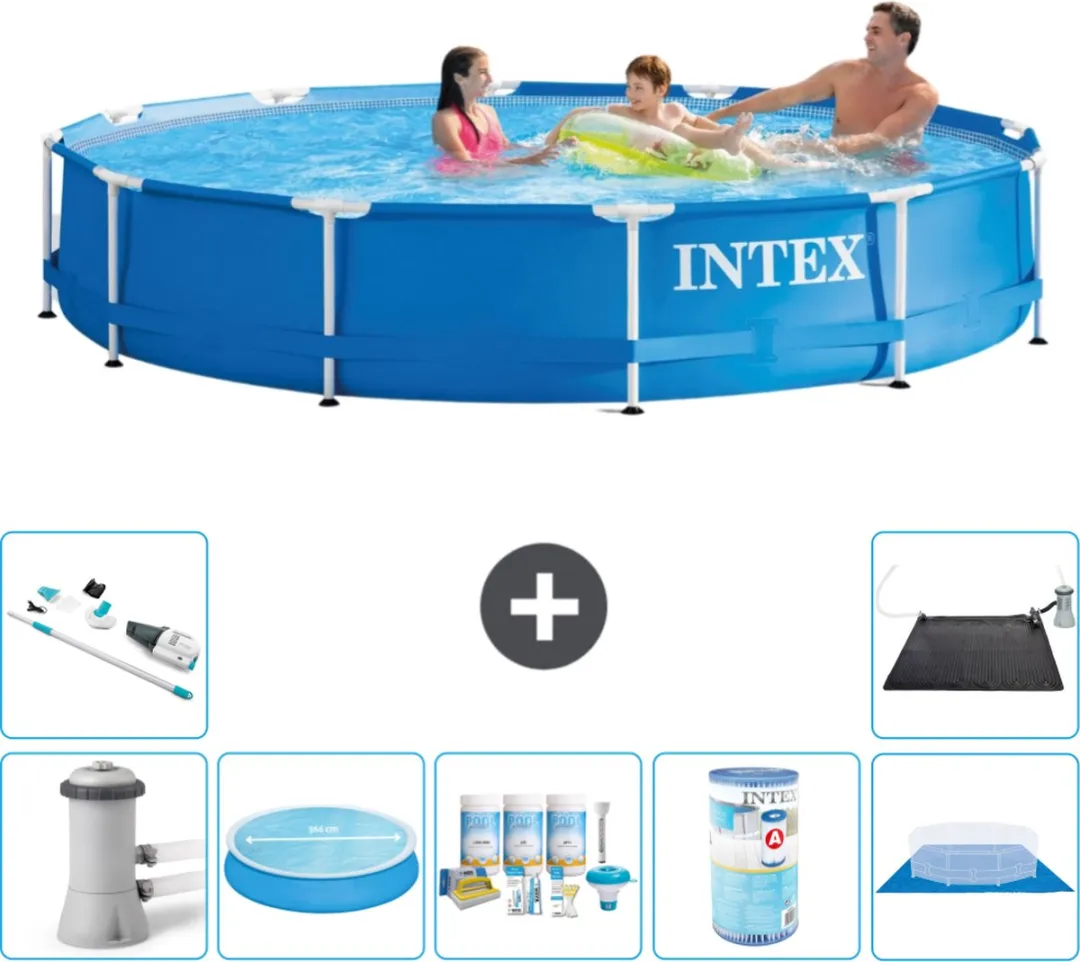 Intex 28212GN-Blauw Rond Frame Zwembad 366x76cm - Blauw