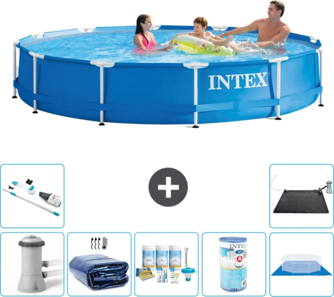 Intex 28212GN-Blauw Rond Frame Zwembad 366x76cm - Blauw