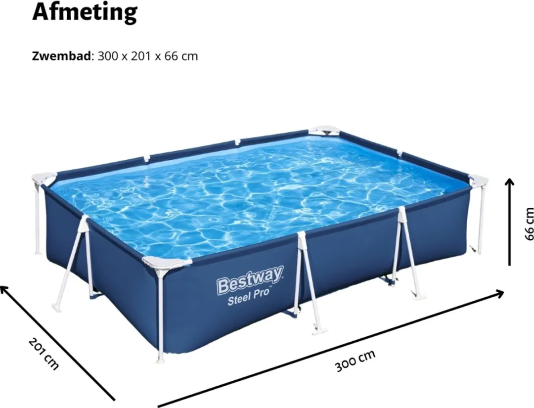 Bestway Steel Pro 56411-Blauw Zwembad 300x201x66cm - Blauw - afbeelding 6 van 6