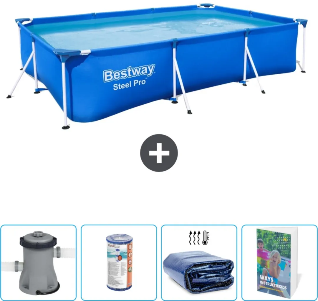 Bestway Steel Pro 56411-Blauw Zwembad 300x201x66cm