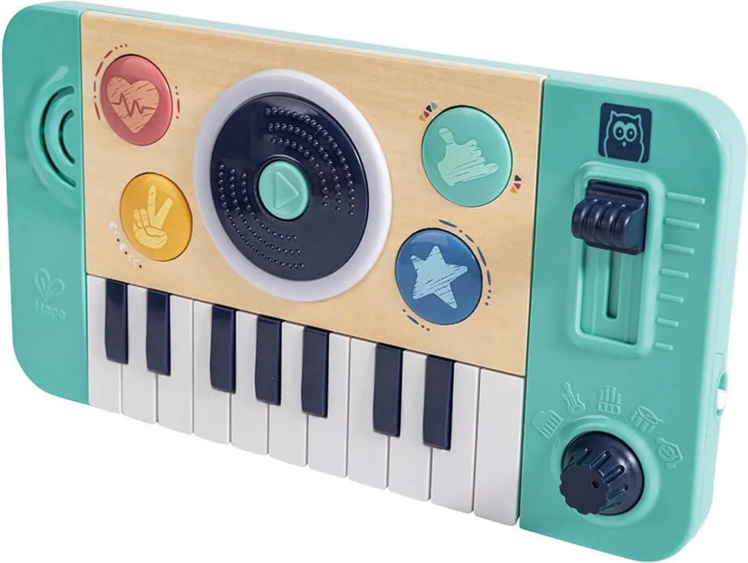 Eurekakids DJ-Mixer - DJ-Set voor Baby met Scratch, Piano en Effecten - Hout en Kunststof - Veelzijdig en Robuust - Inclusief Batterijen
