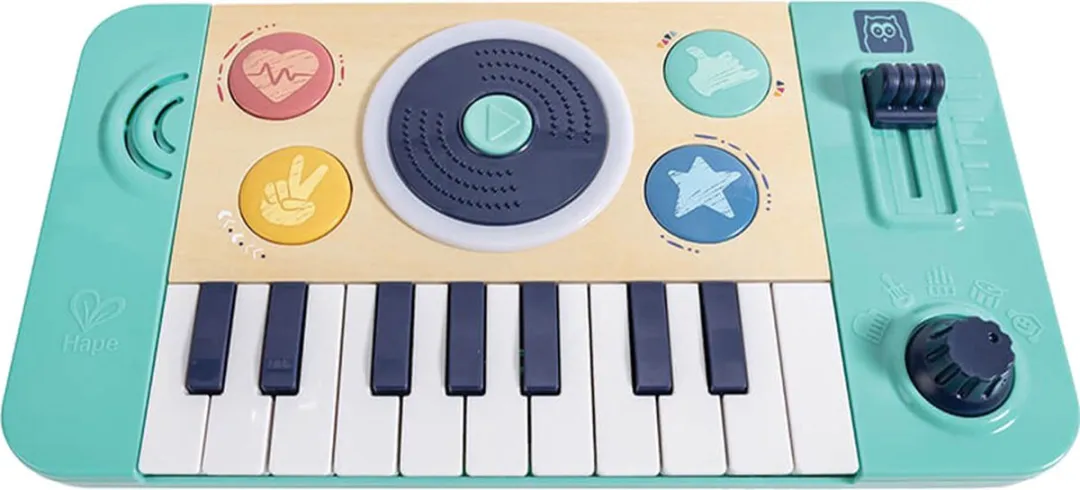 Eurekakids DJ-Mixer - DJ-Set voor Baby met Scratch, Piano en Effecten - Hout en Kunststof - Veelzijdig en Robuust - Inclusief Batterijen