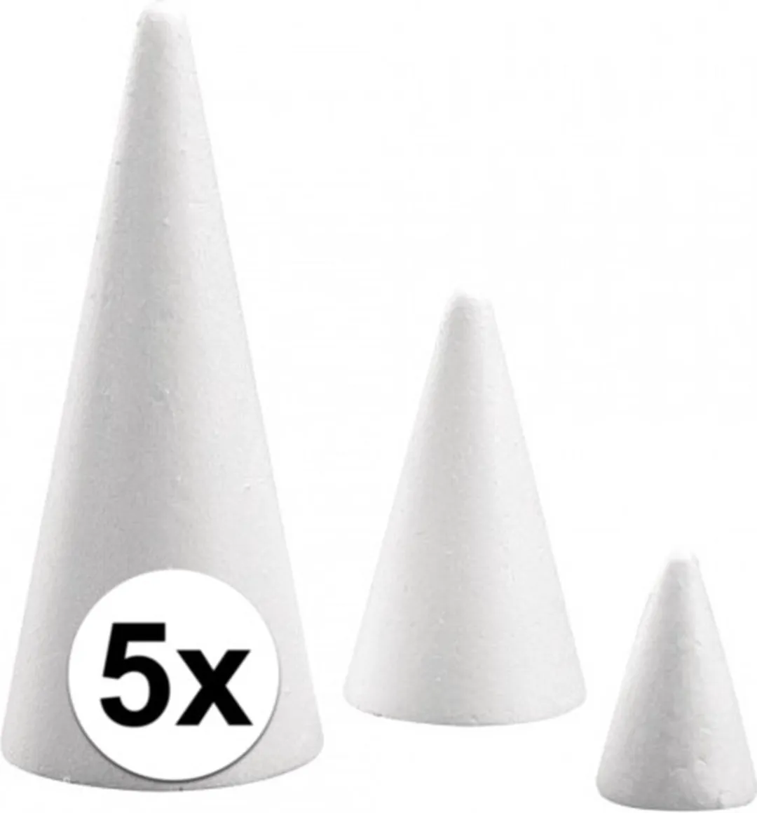 Rayher Piepschuim Kegels 5 Stuks - Wit - H21cm