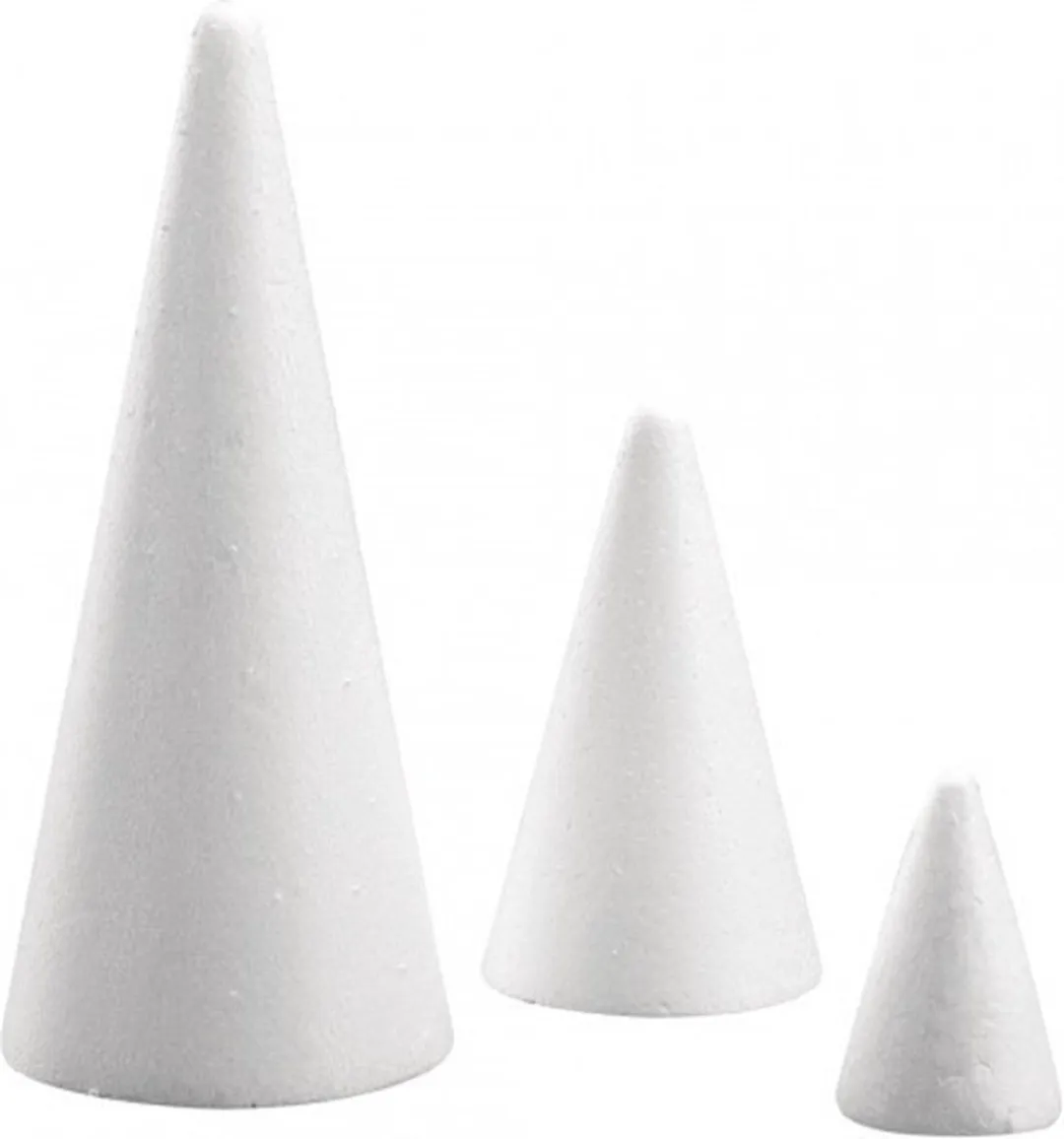 Rayher Piepschuim Kegels 5 Stuks - Wit - H21cm
