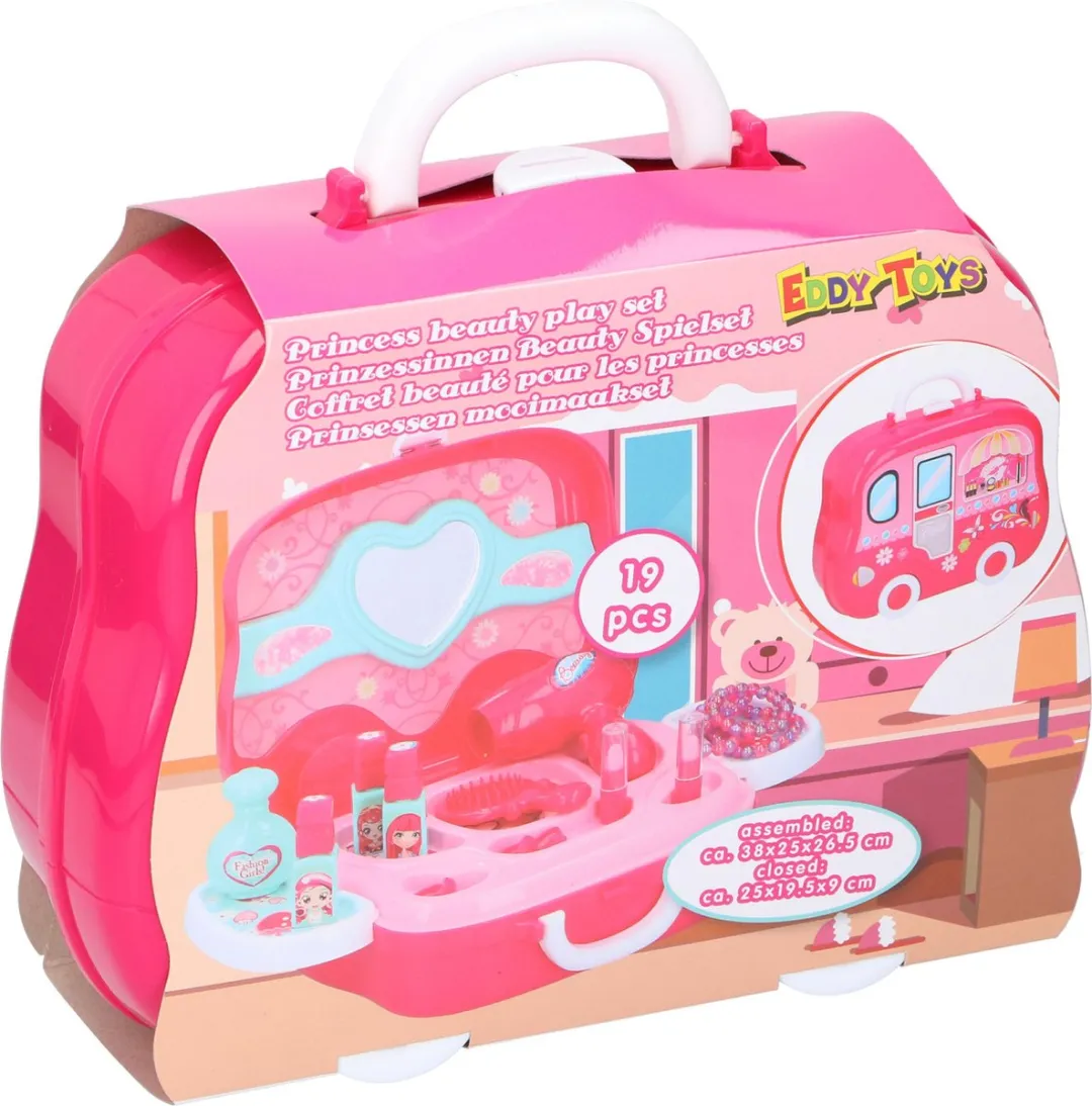Eddy Toys Beautycase Prinsessen 19-delig - 25cm - Roze