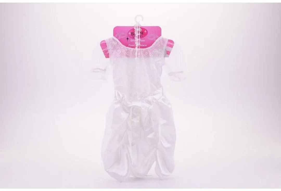 Johntoy Trouwjurk 3 jaar - Wit met parelketting