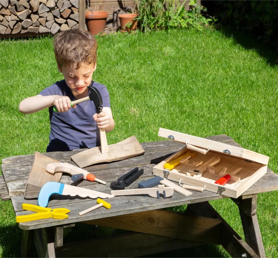 New Classic Toys Houten Speelgoedgereedschapskoffer 12-delig