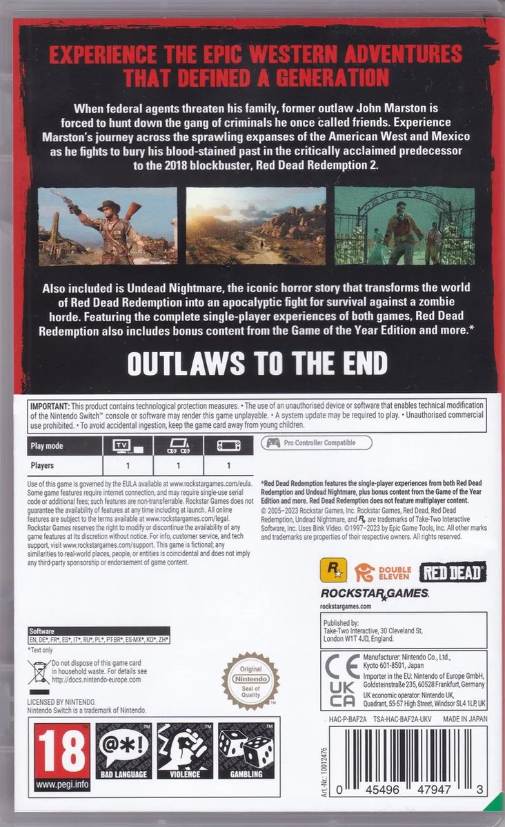 Rockstar Red Dead Redemption Nintendo Switch