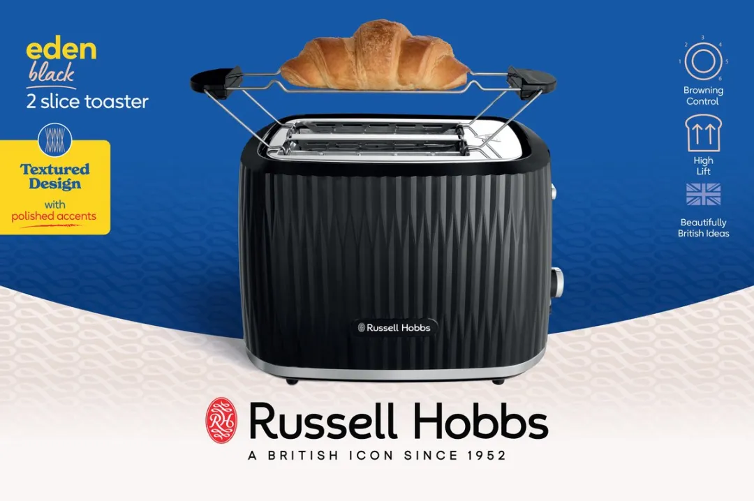 Russell Hobbs Eden Broodrooster 27371-56 - 2 Snijvlakken - 800W - Zwart - afbeelding 6 van 6