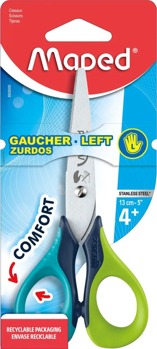 Maped Sensoft 3D Schaar 13cm - Linkshandig - Donker/Lichtgroen