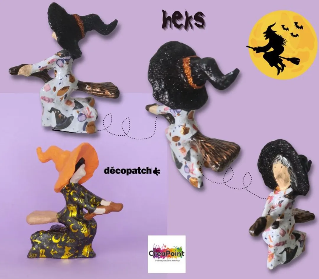 Decopatch Heks op Bezem - 10x5x12cm - Kraft