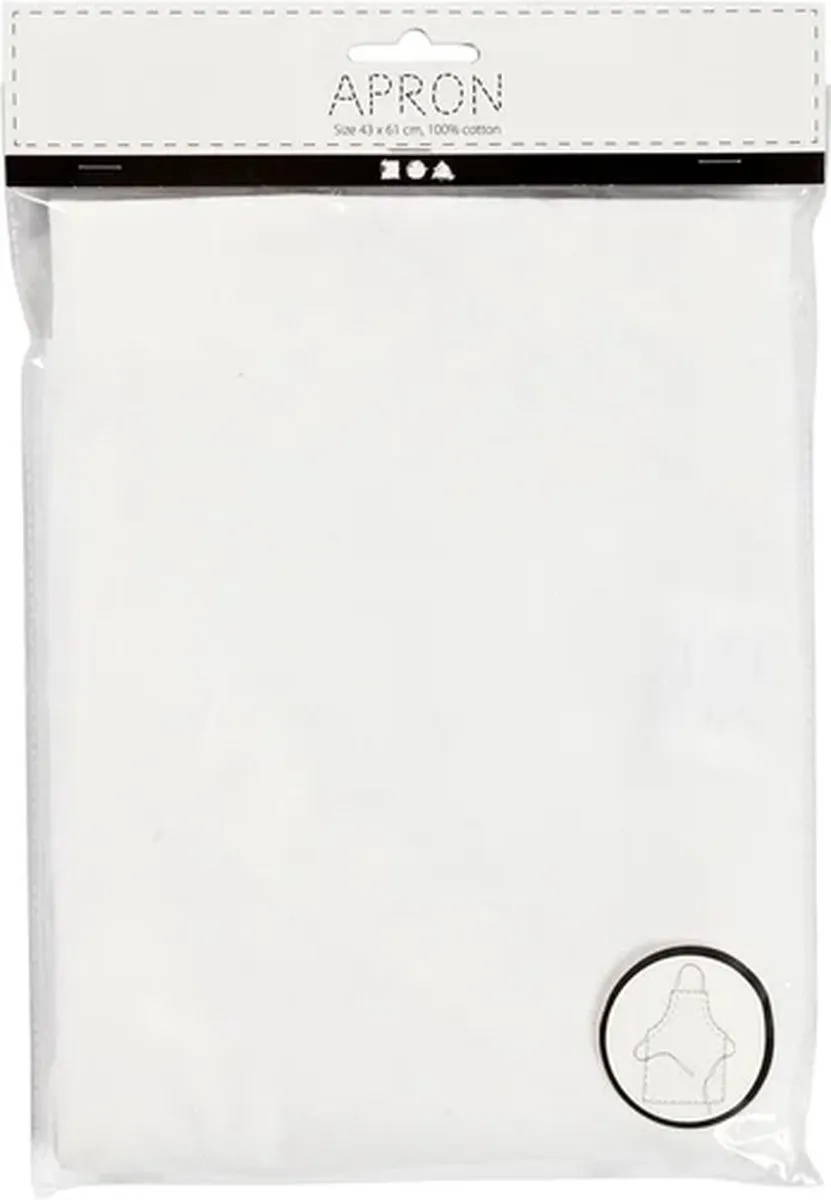 Creativ Company Creotime Kinderschort 43x61cm - 4-6 Jaar - Wit