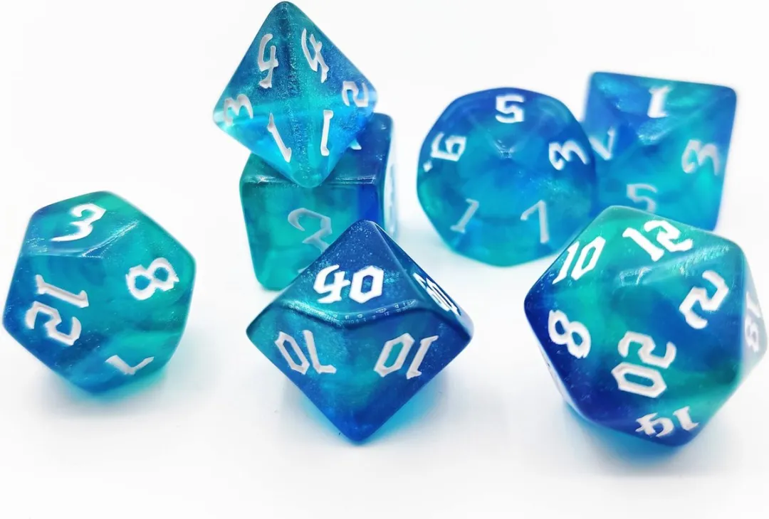 Lapi Toys D&D Polydice Acryl Set 7 Stuks - Turquoise/Paars