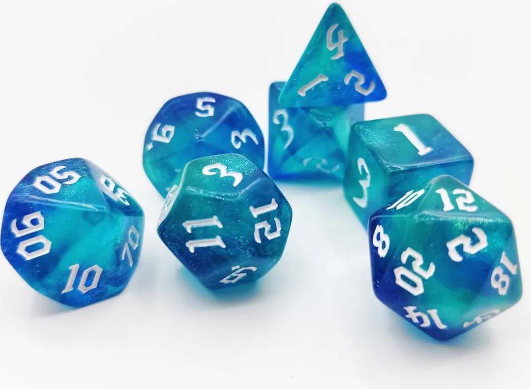 Lapi Toys D&D Polydice Acryl Set 7 Stuks - Turquoise/Paars
