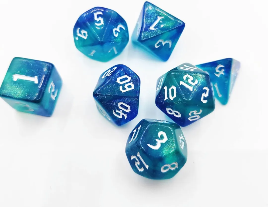 Lapi Toys D&D Polydice Acryl Set 7 Stuks - Turquoise/Paars