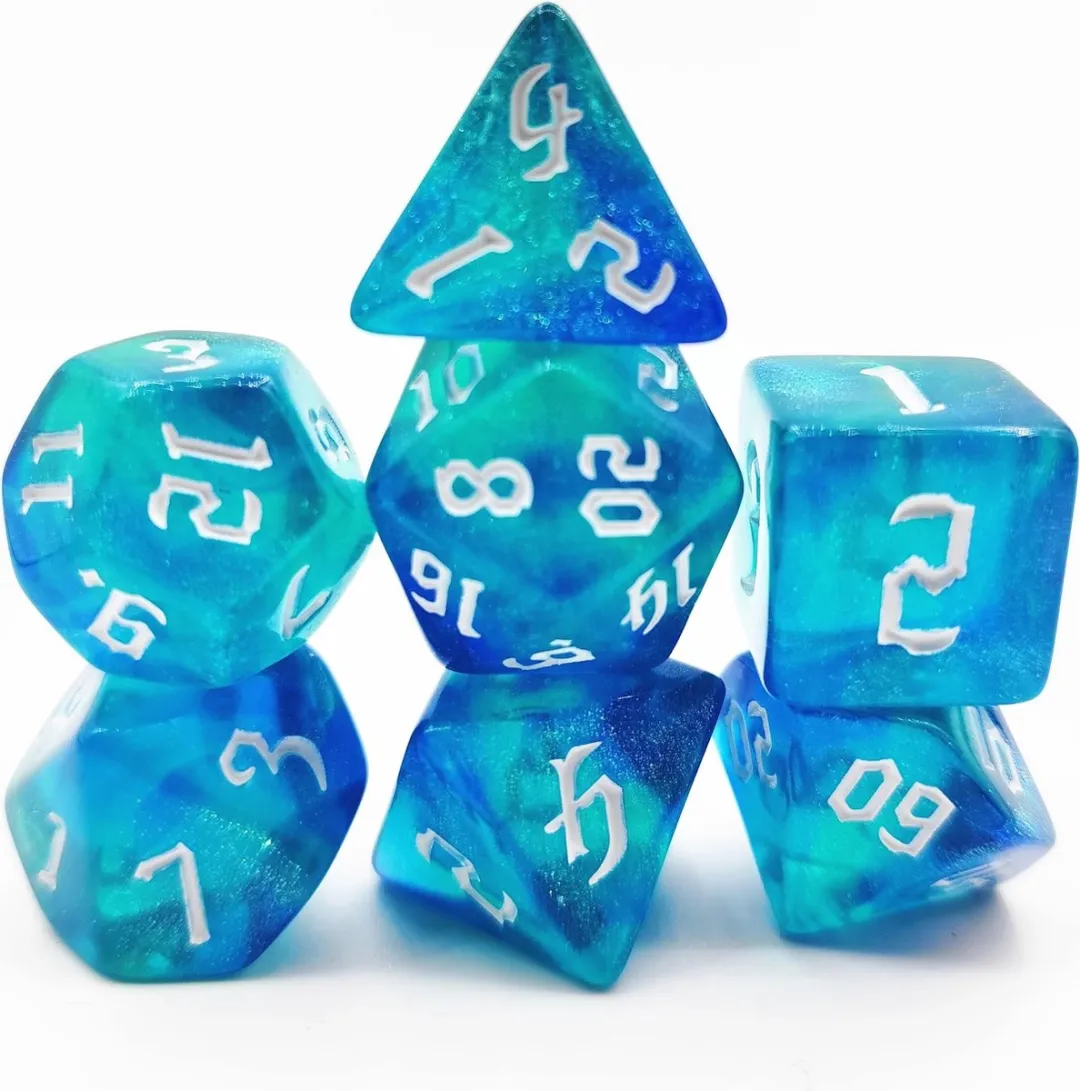 Lapi Toys D&D Polydice Acryl Set 7 Stuks - Turquoise/Paars