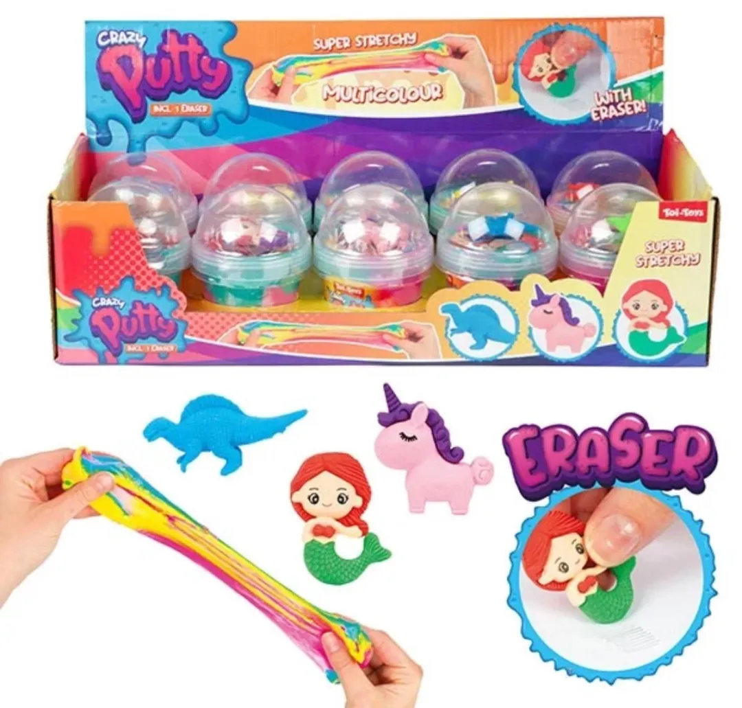 Toi-Toys Crazy Putty Regenboog Slijm met Gum - Multi