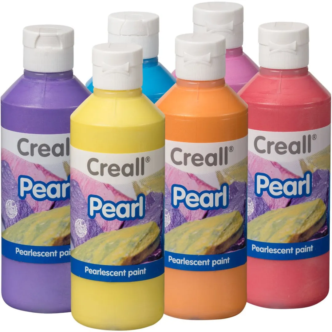 Creall Pearl Verf Assorti - 6x250ml - Roze/Blauw/Geel/Paars/Rood/Geel