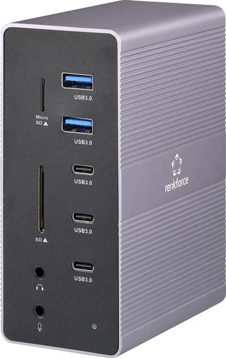 Renkforce RF-6748348 USB-C Dockingstation - Grijs/Zwart