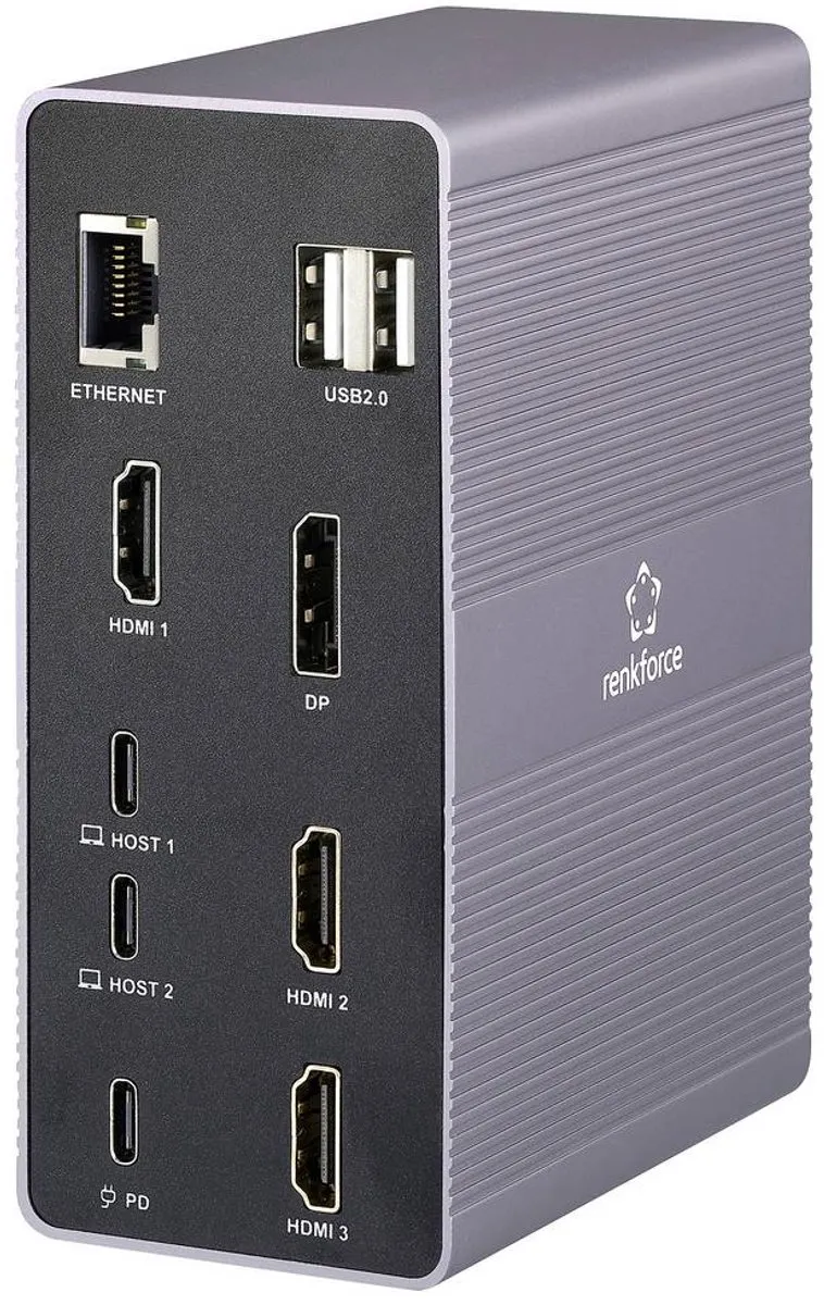 Renkforce RF-6748348 USB-C Dockingstation - Grijs/Zwart