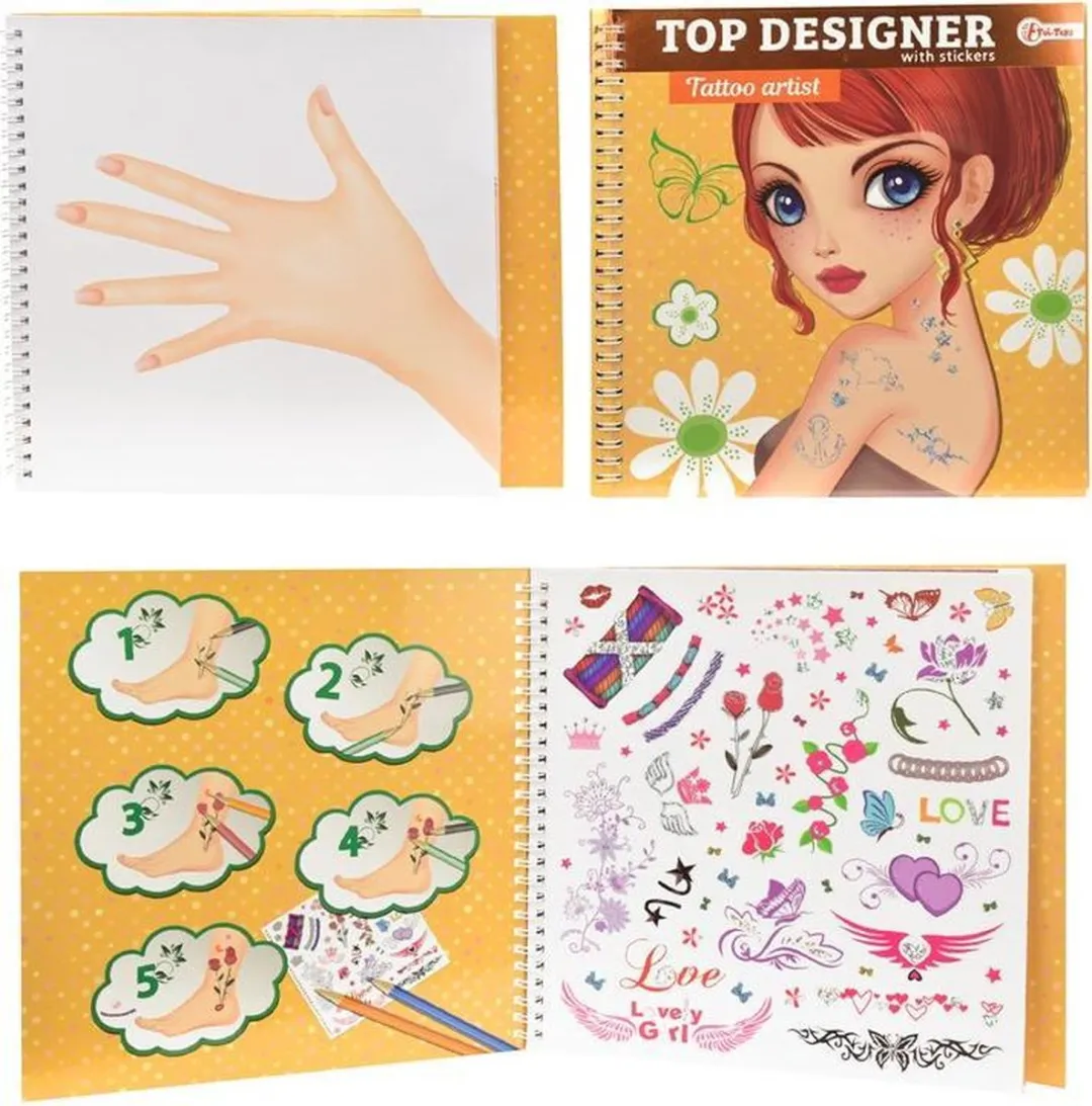 Toi-Toys Kleurboek Tattoo met Stickers - Diverse Kleuren