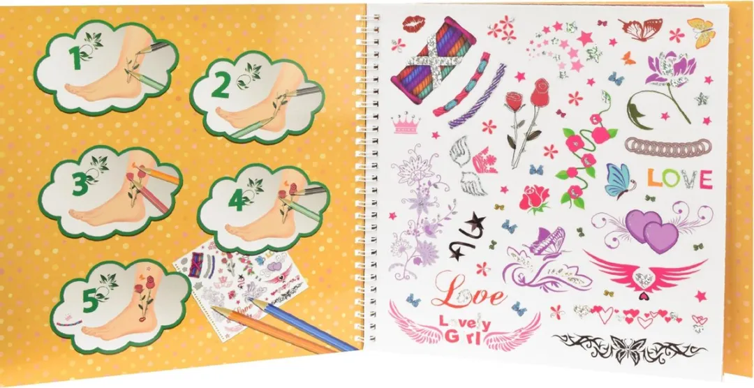 Toi-Toys Kleurboek Tattoo met Stickers - Diverse Kleuren