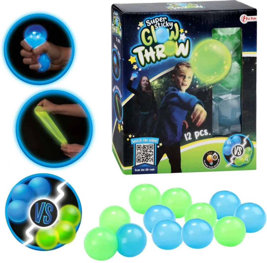 Toi-Toys Sticky Stretch Ballen Glow in the Dark