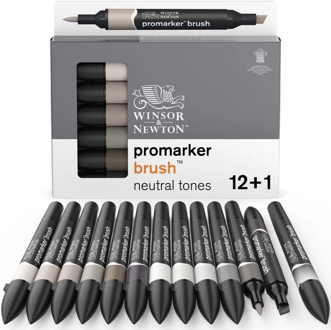 Winsor & Newton Promarker Brushmarkers 12 Stuks - Neutralen Multi