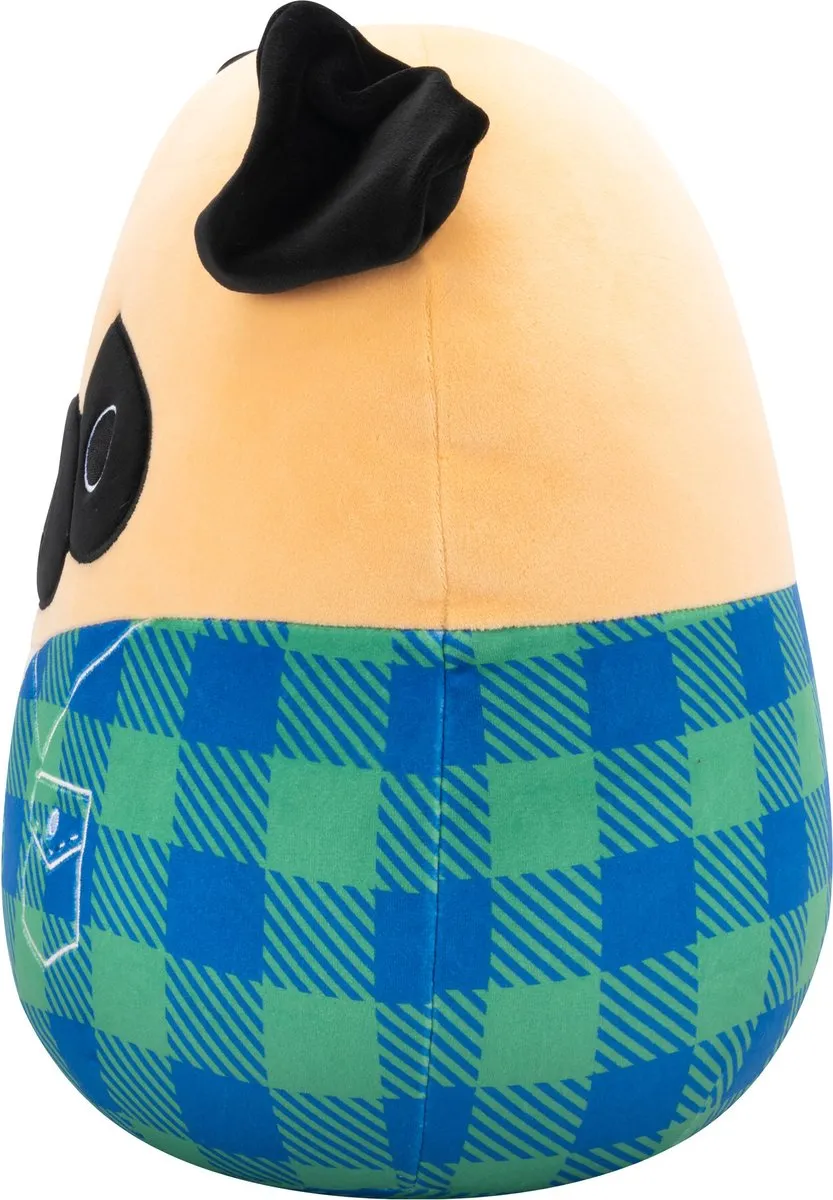 Squishmallows Prince Brown Pug 30cm Pluche - Groen/Blauw Flanel