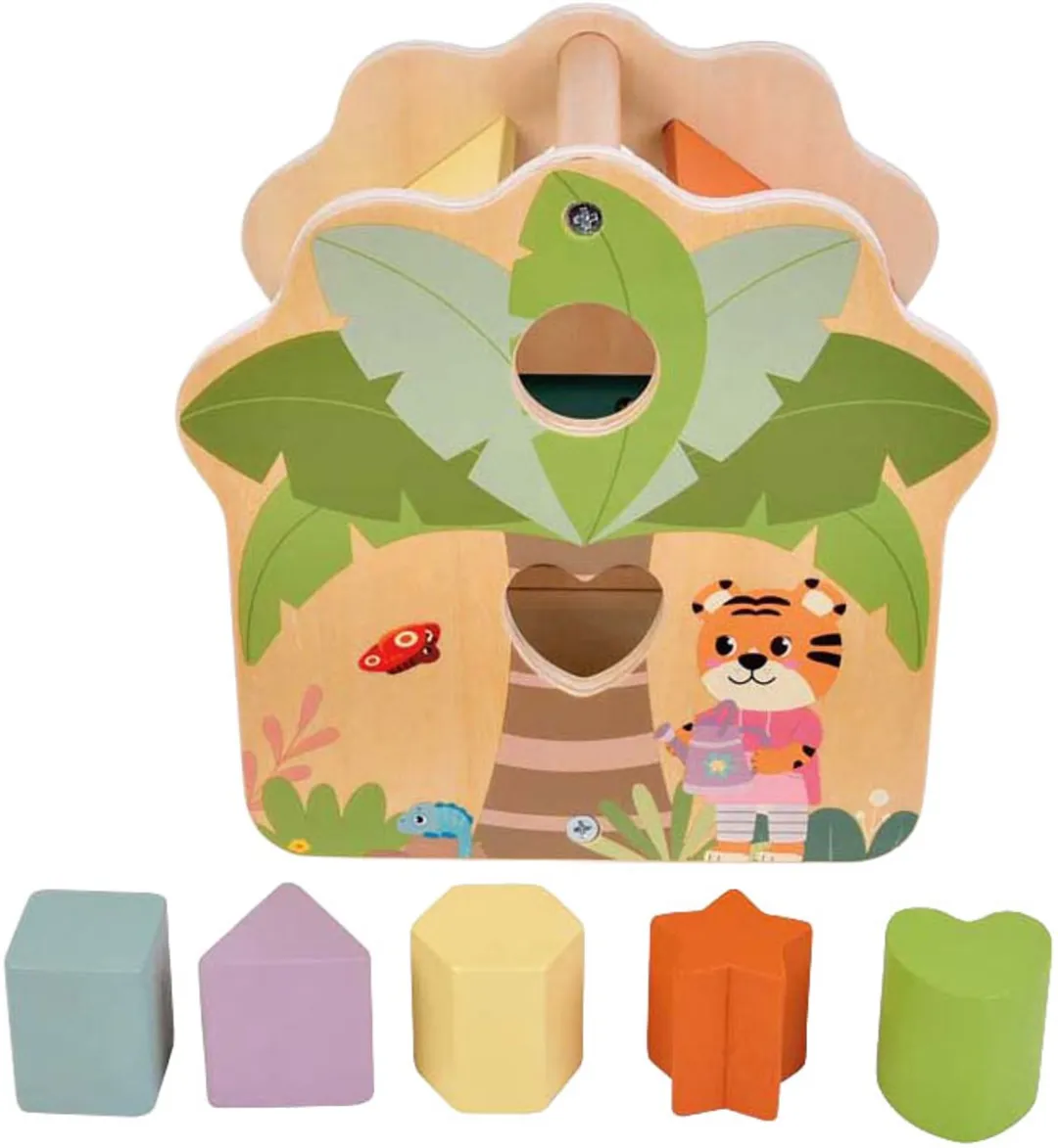 Small Foot Houten Vormenstoof Jungle Friends FSC - 5 Kleurrijke Blokken