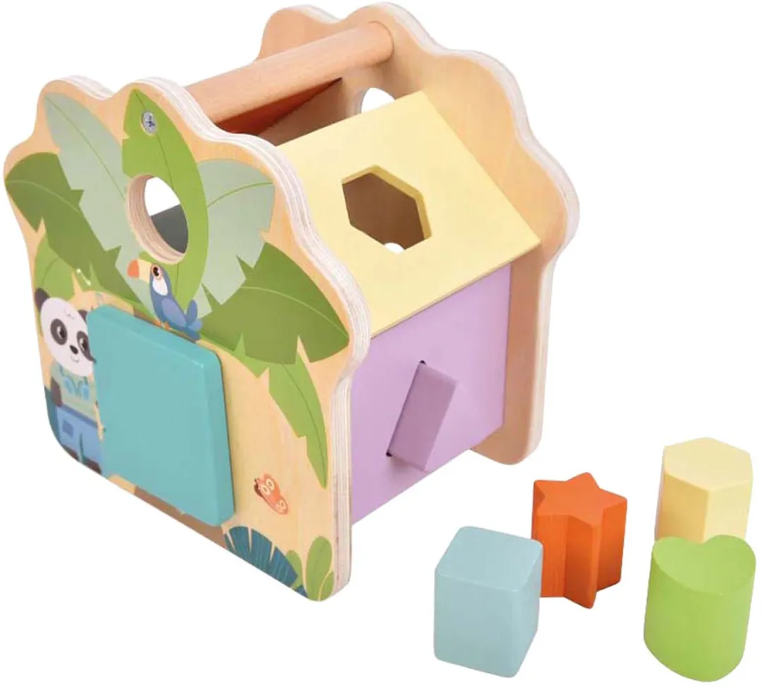 Small Foot Houten Vormenstoof Jungle Friends FSC - 5 Kleurrijke Blokken