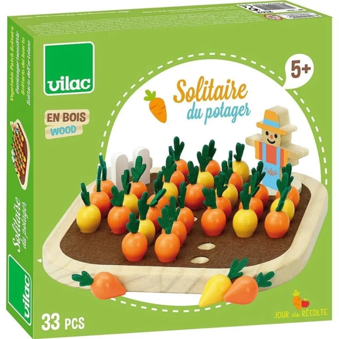 Vilac houten solitaire spel worteltuin - educatief bordspel voor kinderen.