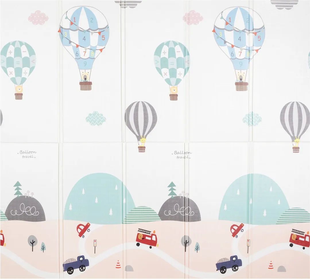KiddyMoon Speelmat Opvouwbaar 180x200cm - Grijs Ballonnen