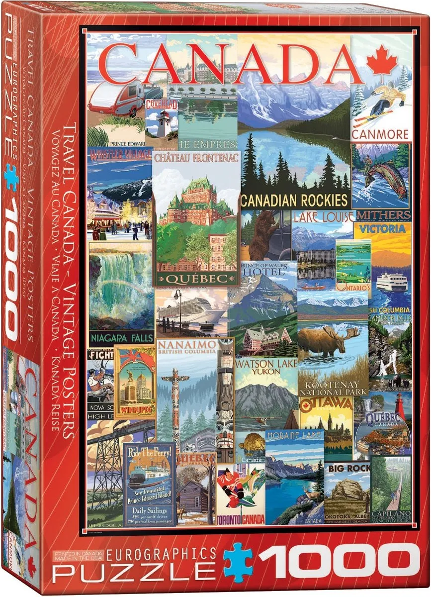Eurographics Travel Canada Vintage Posters Puzzel 1000 Stuks