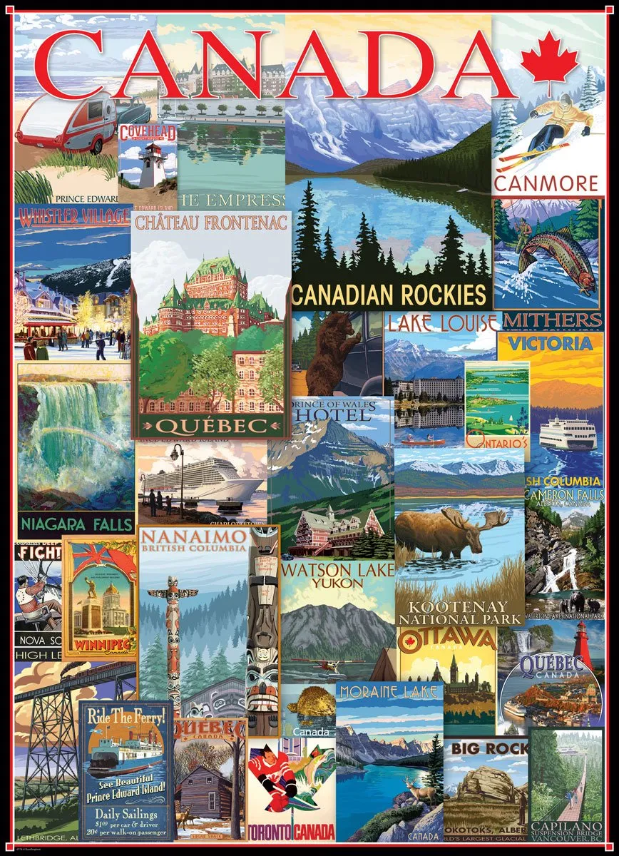 Eurographics Travel Canada Vintage Posters Puzzel 1000 Stuks