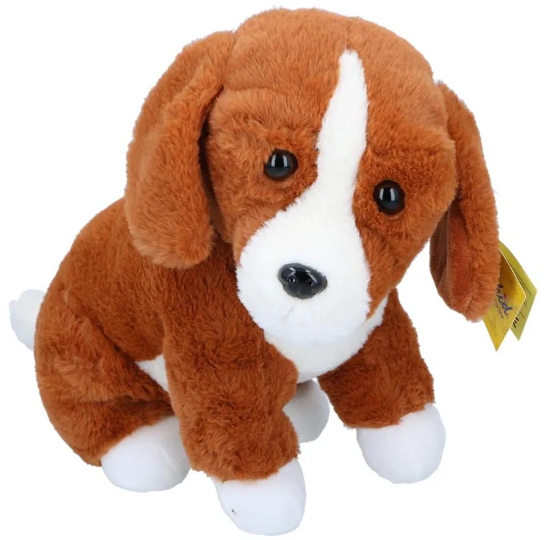 Eddy Toys Pluche Hond Bruin/Wit 45cm