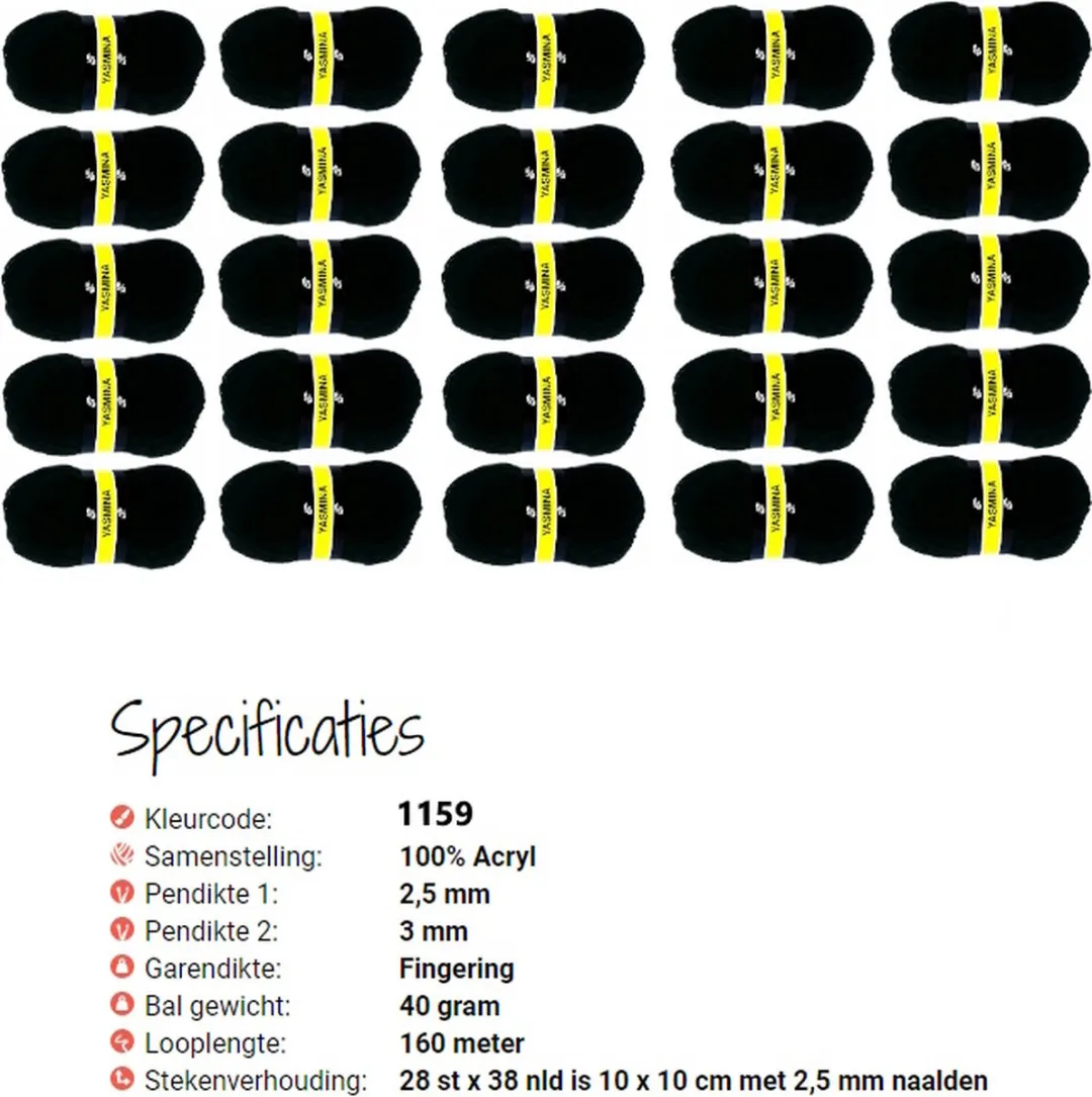 Scheepjes Yasmina 1159 Zwart - 25 Bollen